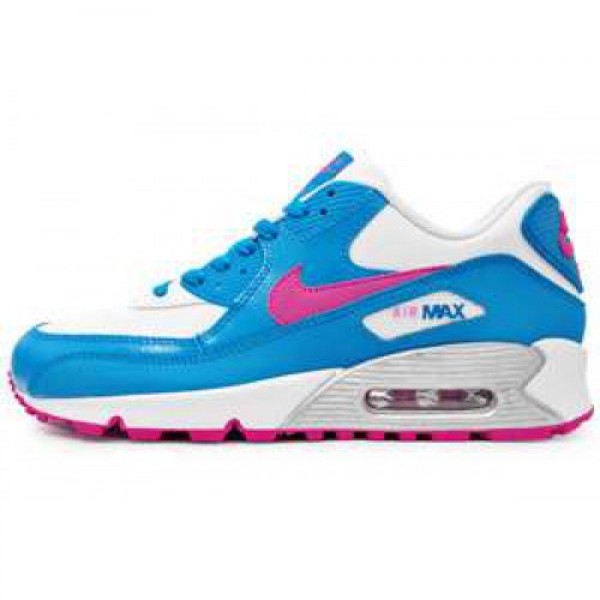 Nike Wmns Air Max 90 2007 (GS) WHITE/FSN PNK-N TRQ...