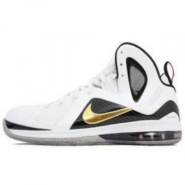 Nike LeBron 9 P.S. Elite WHITE/METALLIC GOLD-BLACK...