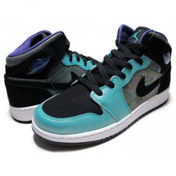 NIKE GIRLS AIR JORDAN 1 MID a.teal/blk-ultrvlt-wht  555112-309