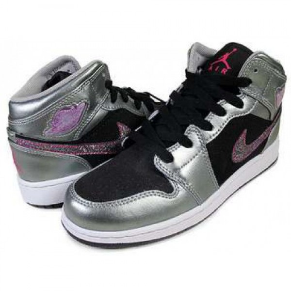 NIKE GIRLS AIR JORDAN 1 PHAT GS m.silver/frbrry-bl...