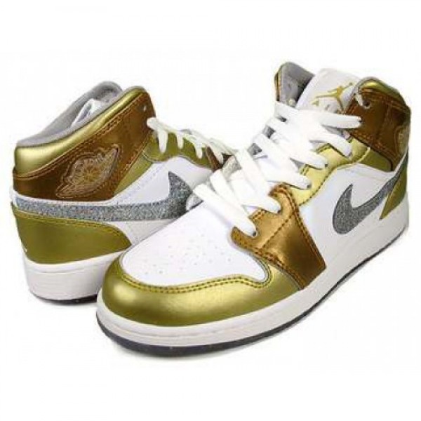 NIKE GIRLS AIR JORDAN 1 PHAT GS m.gold/wht-m.coppe...